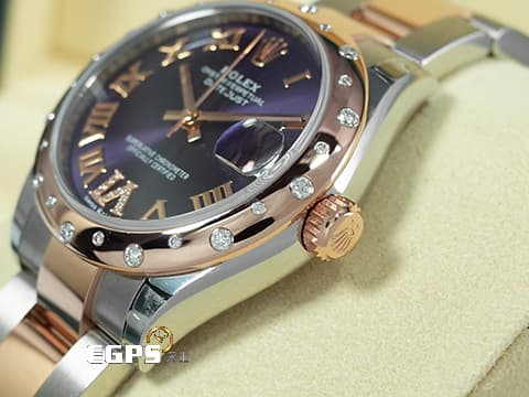 ROLEX 勞力士 Datejust 278341RBR 18K玫瑰金&amp;不鏽鋼材質 半金款 原廠鑲嵌VI鑲鑽時標 雪花鑲鑽錶圈&nbsp;紫羅蘭色面盤&nbsp;2026年保卡&nbsp;自動上鍊 31mm