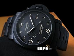 PANERAI 沛納海 PAM01438 PAM1438 Lumnior 1950 3 Days GMT Automatic 黑色陶瓷 啞光黑 黑面 經典三明治面盤 兩地時區 <font color=#FF0000>2021年保單 全黑陶瓷鏈帶款 </font>自動上鍊 44mm