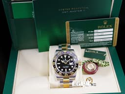 ROLEX 勞力士 GMT-Master II 格林威治型 116713LN 兩地時間 陶瓷框 <font color="#f7f5ab">18K黃金&amp;不鏽鋼材質 半金款</font>&nbsp;<font color="#b2ec9c">經典綠色第二第時區指針</font><font color="#ff0000">&nbsp;</font>自動上鍊 40mm