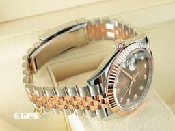 ROLEX 勞力士 Datejust 126331 蠔式日誌型 18K玫瑰金材質 半金款&nbsp;<font color="#BB3D00">巧克力色面盤搭配鑽石時標</font>&nbsp;<font color="#FF0000">2021年保卡 紀念型五銖錶帶</font> 自動上鍊 41mm