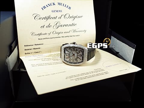 Franck Muller 法蘭穆勒 FM Vanguard V45 精鑲鑽錶 不鏽鋼材質 精鑲滿天星面盤  絢爛華麗的滿天星鑲鑽，黑色阿拉伯數字時標、內圈、錶帶 自動腕錶 44x54mm