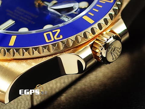 ROLEX 勞力士 Submariner 潛航者 116618LB 陶瓷框 18K黃金材質 藍色面盤 全金藍水鬼  2019年保卡 自動上鍊 40mm