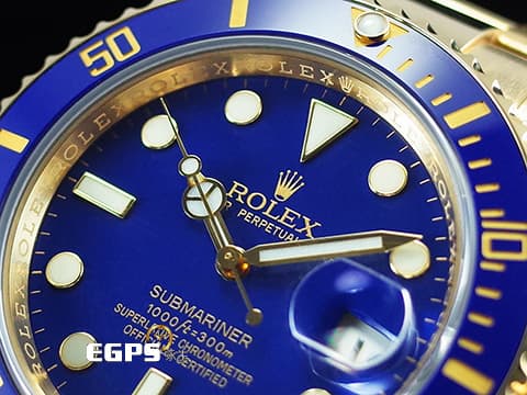 ROLEX 勞力士 Submariner 潛航者 116618LB 陶瓷框 18K黃金材質 藍色面盤 全金藍水鬼  2019年保卡 自動上鍊 40mm