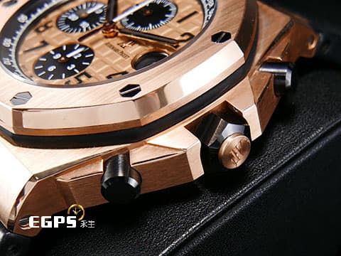 Audemars Piguet 愛彼 AP錶 Royal Oak Offshore 皇家橡樹離岸型 計時碼表 26470OR.00.A002CR.01 18K玫瑰金材質 小金貓&nbsp;2020年保單&nbsp;自動上鍊 42mm