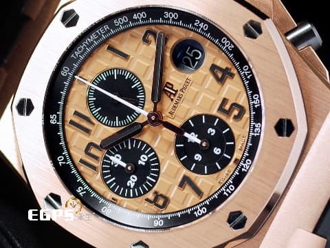 Audemars Piguet 愛彼 AP錶 Royal Oak Offshore 皇家橡樹離岸型 計時碼表 26470OR.00.A002CR.01 18K玫瑰金材質 小金貓&nbsp;2020年保單&nbsp;自動上鍊 42mm