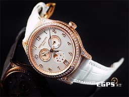 Patek philippe 百達翡麗 PP錶 4948 18K玫瑰金材質  4948R-001 <font color=#fdd6d5>珍珠貝母面盤 原廠鑲鑽 年曆錶 月相盈虧</font> <font color=#FF0000>PP印記</font> 自動上鍊 38mm