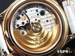 Patek philippe 百達翡麗 PP錶 4948 18K玫瑰金材質  4948R-001 <font color=#fdd6d5>珍珠貝母面盤 原廠鑲鑽 年曆錶 月相盈虧</font> <font color=#FF0000>PP印記</font> 自動上鍊 38mm