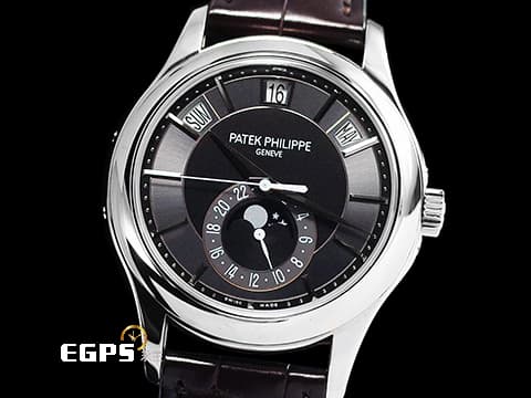 PATEK PHILIPPE 百達翡麗 PP 5205 Annual Calendar 年曆錶 5205G-010 月相盈虧 18K白金材質  新款PP印記&nbsp;自動上鍊 40mm