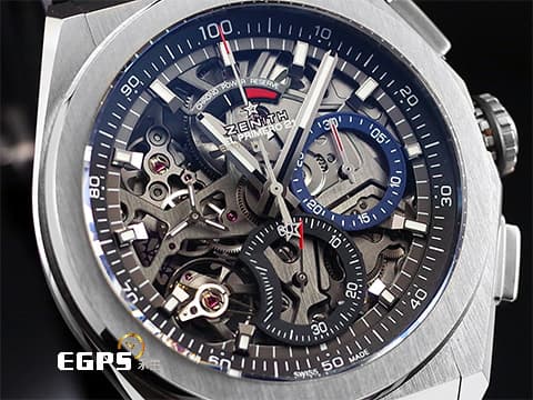 ZENITH 真力時 Defy El Primero 21 高振頻 1/100秒 計時碼錶 95.9000.9004/78.R582 鏤空面盤 鈦金屬材質 2025年保單 自動上鍊 44mm