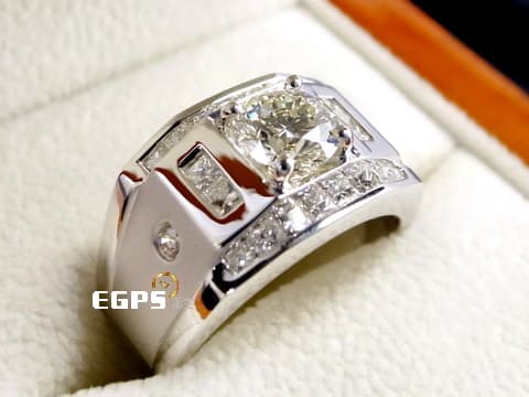 K金鑽戒 天然真鑽 鑽石戒指 噴砂造型 鑽戒 白K金 主石重 1.01CT 男戒