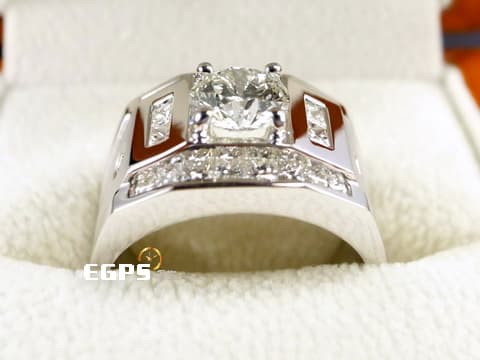 K金鑽戒 天然真鑽 鑽石戒指 噴砂造型 鑽戒 白K金 主石重 1.01CT 男戒