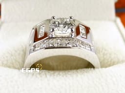 K金鑽戒 天然真鑽 鑽石戒指 噴砂造型 鑽戒 白K金 主石重 1.01CT 男戒