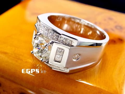 K金鑽戒 天然真鑽 鑽石戒指 噴砂造型 鑽戒 白K金 主石重 1.01CT 男戒