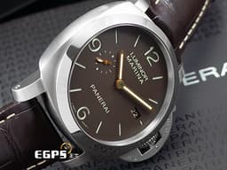 PANERAI 沛納海 LUMINOR MARINA PAM351 PAM00351 三日鍊 <font color="#f97171">金色指針 鈦金屬材質 鐵鏽色三明治面盤 透明錶背</font>&nbsp;<font color="#ff0000">台灣公司貨</font>&nbsp;自動上鏈 44mm
