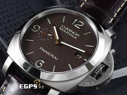 PANERAI 沛納海 LUMINOR MARINA PAM351 PAM00351 三日鍊 <font color="#f97171">金色指針 鈦金屬材質 鐵鏽色三明治面盤 透明錶背</font>&nbsp;<font color="#ff0000">台灣公司貨</font>&nbsp;自動上鏈 44mm