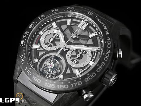 Tag Heuer 泰格 豪雅 Carrera Calibre Heuer 02T 卡萊拉系列 Tourbillon Chronograph&nbsp;計時碼錶 CAR5A8W.FT6071 鍛造碳 + 黑色PVD鈦金屬 鏤空面盤 陀飛輪 台灣公司貨 自動上鍊 45mm