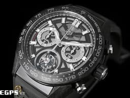 Tag Heuer 泰格 豪雅 Carrera Calibre Heuer 02T 卡萊拉系列 Tourbillon Chronograph&nbsp;計時碼錶 CAR5A8W.FT6071 <font color="#05f0f0">鍛造碳 + 黑色PVD鈦金屬 鏤空面盤 陀飛輪</font><font color="#FF0000"> 台灣公司貨</font> 自動上鍊 45mm