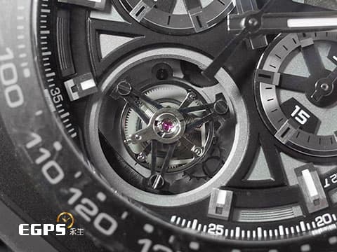 Tag Heuer 泰格 豪雅 Carrera Calibre Heuer 02T 卡萊拉系列 Tourbillon Chronograph&nbsp;計時碼錶 CAR5A8W.FT6071 鍛造碳 + 黑色PVD鈦金屬 鏤空面盤 陀飛輪 台灣公司貨 自動上鍊 45mm