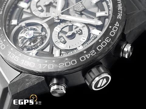 Tag Heuer 泰格 豪雅 Carrera Calibre Heuer 02T 卡萊拉系列 Tourbillon Chronograph 陀飛輪 計時碼錶 CAR5A8W.FT6071 鍛造碳 + 黑色PVD鈦金屬 鏤空面盤 CP值最高的陀飛輪 台灣公司貨 自動上鍊 45mm