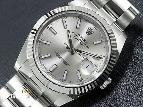 ROLEX 勞力士 Datejust 41 蠔式日誌型 126334 銀色面盤搭配柱狀夜光時標 DJ41 不鏽鋼 經典三角坑紋錶圈 2023年保單 蠔式（Oyster）三節錶帶 自動上鍊 41mm