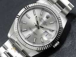 ROLEX 勞力士 Datejust 41 蠔式日誌型 126334 <font color=#DDDDDD>銀色面盤</font>搭配柱狀夜光時標 DJ41 不鏽鋼 經典三角坑紋錶圈 <font color=#FF0000>2023年保單 蠔式（Oyster）三節錶帶</font> 自動上鍊 41mm