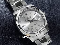 ROLEX 勞力士 Datejust 41 蠔式日誌型 126334 <font color=#DDDDDD>銀色面盤</font>搭配柱狀夜光時標 DJ41 不鏽鋼 經典三角坑紋錶圈 <font color=#FF0000>2023年保單 蠔式（Oyster）三節錶帶</font> 自動上鍊 41mm