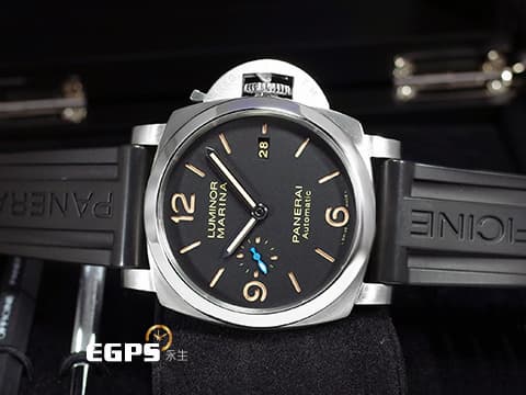 PANERAI 沛納海 Luminor Marina PAM01312 三日鍊 PAM1312 經典三明治面盤 菸草面 絕版透背 藍色小秒針 2017年台灣公司貨 自動上鍊 44mm