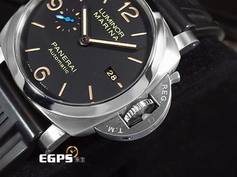 PANERAI 沛納海 Luminor Marina PAM01312 三日鍊 PAM1312 經典三明治面盤 菸草面 絕版透背 藍色小秒針 2017年台灣公司貨 自動上鍊 44mm
