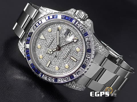 ROLEX 勞力士 GMT-Master II 116710LN 格林威治型 116710 LN 兩地時區 陶瓷框 這個精鑲藍寶石鑽框和滿天星鑲鑽面盤，讓您花少少的錢，卻有著完全不同的感覺，價值感百萬等級  ，不想到處撞錶跟別人一樣 自動上鍊 40mm