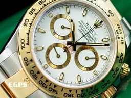 ROLEX 勞力士 Cosmograph Daytona 宇宙計時型 迪通拿 116503 不鏽鋼&amp;18K黃金材質 半金款 <font color="#F0F0F0">白色面盤</font>搭配<font color="#f1e1b5">金色計時圈 </font> 計時碼表 賽車錶 <font color="#FF0000">2019年保卡</font> 自動上鍊 40mm