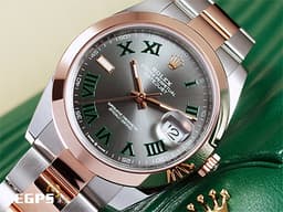 ROLEX 勞力士 DATEJUST 126301 經典 蠔式日誌型 DJ41 18K玫瑰金材質 半金款 <font color="#009100">綠羅馬時標面盤</font>  <font color="#FF0000">2025年新式保卡</font> 自動上鍊 41mm