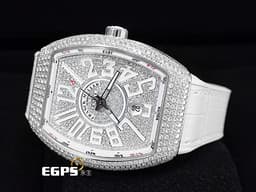 Franck Muller 法蘭穆勒 FM Vanguard YACHT V41 SC DT 不鏽鋼材質 <font color="#05f0f0">精鑲滿天星鑽石白色面盤 精鑲鑽石錶圈</font> 自動上鏈&nbsp;40.8X50mm