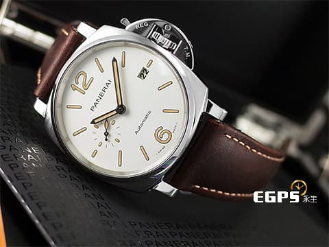 PANERAI 沛納海 LUMINOR DUE PAM1046 小秒針 PAM01046 不鏽鋼材質 白色奶油面盤 沛納海專利護橋 夜光指針 2021年保單 台灣公司貨&nbsp;自動上鍊 42mm