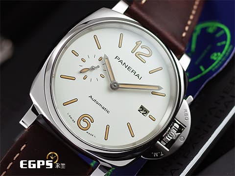 PANERAI 沛納海  LUMINOR DUE PAM1046 小秒針 PAM01046 白色奶油面盤 夜光指針   2020年保單   沛納海專利護橋 不鏽鋼  自動上鍊 42mm