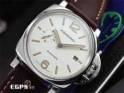 PANERAI 沛納海  LUMINOR DUE PAM1046 小秒針 PAM01046 白色奶油面盤 夜光指針  <font color="#FF0000"> 2020年保單 </font>  沛納海專利護橋 不鏽鋼  自動上鍊 42mm