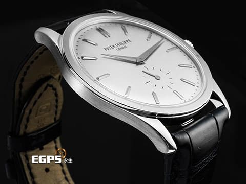 PATEK PHILIPPE 百達翡麗 PP CALATRAVA 經典的小三針款式系列 5196G-001 18K白金材質 銀灰色紋路面盤&nbsp;台灣公司貨 手動上鏈&nbsp;37mm