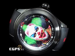 CORUM 崑崙 Bubble 泡泡錶 L390/03634 <font color="#05f0f0">立體小丑  藝術家Matt Barnes  另類藝術 </font>黑色面盤  PVD鍍黑鈦金屬材質  特殊半球體拱形雙面玻璃鏡面 <font color="#FF0000">無指針內圈顯示設計  全球限量88只</font> 自動上鍊&nbsp;52mm