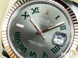 ROLEX 勞力士 Datejust 41 蠔式日誌型 126331 <font color=#228B22>綠羅馬時標面盤</font> 半金款 永恆玫瑰金 DJ41 經典三角坑紋錶圈 <font color=#FF0000>2025年新式綠卡蠔式（Oyster）三節錶帶</font> 自動上鍊 41mm