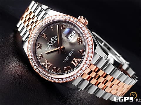 ROLEX 勞力士 DATEJUST 蠔式日誌型 DJ36 126281RBR 永恒玫瑰金半金款&nbsp;原鑲鑽石錶圈、銀灰色VI &amp; IX鑽面&nbsp;2026年保卡&nbsp;自動上鏈 36mm