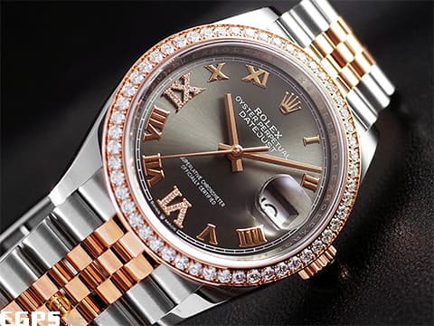 ROLEX 勞力士 DATEJUST 蠔式日誌型 DJ36 126281RBR 永恒玫瑰金半金款&nbsp;原鑲鑽石錶圈、銀灰色VI &amp; IX鑽面&nbsp;2026年保卡&nbsp;自動上鏈 36mm