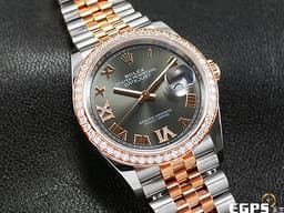 ROLEX 勞力士 DATEJUST 蠔式日誌型 DJ36 126281RBR 永恒玫瑰金半金款&nbsp;<font color="#05f0f0">原鑲鑽石錶圈、銀灰色VI &amp; IX鑽面</font>&nbsp;<font color="#FF0000">2026年保卡&nbsp;</font>自動上鏈 36mm