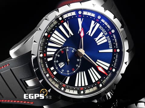 ROGER DUBUIS 羅傑杜彼 DBEX0602 Excalibur 王者系列 不鏽鋼材質 藍色放射紋面盤 夜光指針及時標 2019年保單 台灣公司貨&nbsp; 自動上鍊 45mm