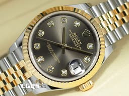 ROLEX 勞力士 DateJust DJ 31 278273 不鏽鋼＆18K黃金材質 半金款 <font color="#70cce1"> 深灰色鑽石時標面盤 原廠鑲嵌鑽石時標 </font> <font color="#ff0000">2026年保卡 五珠紀念型錶帶 </font> 自動上鍊 31mm