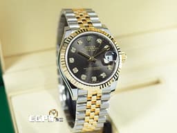 ROLEX 勞力士 DateJust DJ 31 278273 不鏽鋼＆18K黃金材質 半金款 <font color="#70cce1"> 深灰色鑽石時標面盤 原廠鑲嵌鑽石時標 </font> <font color="#ff0000">2026年保卡 五珠紀念型錶帶 </font> 自動上鍊 31mm