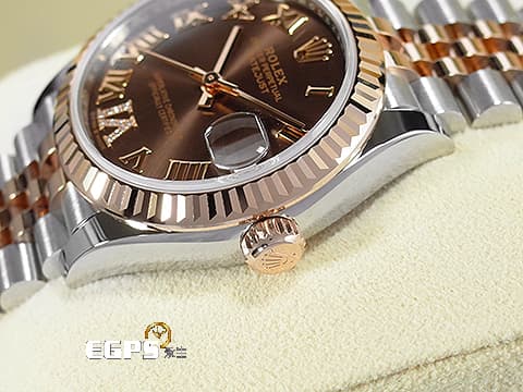 ROLEX 勞力士 DATEJUST LADY 278271 蠔式日誌型 18K永恆玫瑰金材質 半金款 巧克力色面盤 原廠鑲嵌VI鑽石時標&nbsp;2025年新式保卡   自動上鏈 31mm