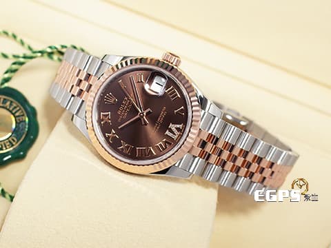 ROLEX 勞力士 DATEJUST LADY 278271 蠔式日誌型 18K永恆玫瑰金材質 半金款 巧克力色面盤 原廠鑲嵌VI鑽石時標&nbsp;2025年新式保卡   自動上鏈 31mm