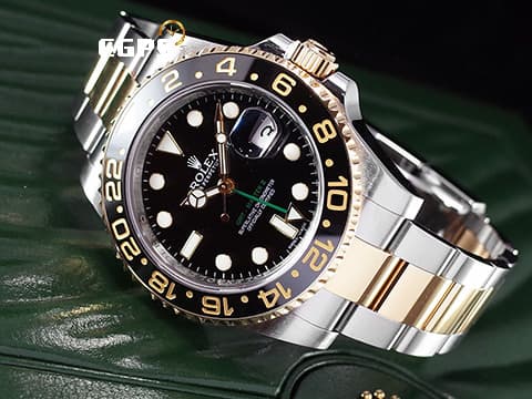 ROLEX 勞力士 GMT-Master II 蠔式 格林威治型 116713LN&nbsp;綠色兩地時區指針&nbsp;116713 LN&nbsp;18K黃金 半金款&nbsp;陶瓷外圈&nbsp;2017年保卡  自動上鏈 40mm