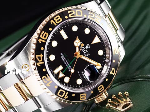 ROLEX 勞力士 GMT-Master II 蠔式 格林威治型 116713LN&nbsp;綠色兩地時區指針&nbsp;116713 LN&nbsp;18K黃金 半金款&nbsp;陶瓷外圈&nbsp;2017年保卡  自動上鏈 40mm