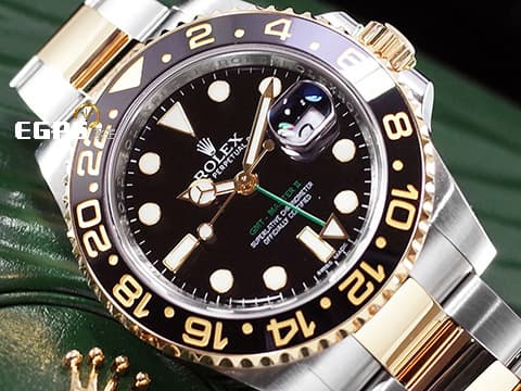 ROLEX 勞力士 GMT-Master II 蠔式 格林威治型 116713LN&nbsp;綠色兩地時區指針&nbsp;116713 LN&nbsp;18K黃金 半金款&nbsp;陶瓷外圈&nbsp;2017年保卡  自動上鏈 40mm