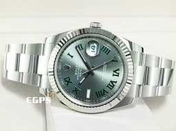 ROLEX 勞力士 Datejust 41 蠔式日誌型 126334 <font color="#ADADAD">石板灰色面盤</font>搭配<font color="#009100">綠羅馬時標 溫布頓</font> 不鏽鋼 DJ41 經典三角坑紋錶圈 <font color="#FF0000">2026年保卡 蠔式（Oyster）三節錶帶</font> 自動上鍊 41mm